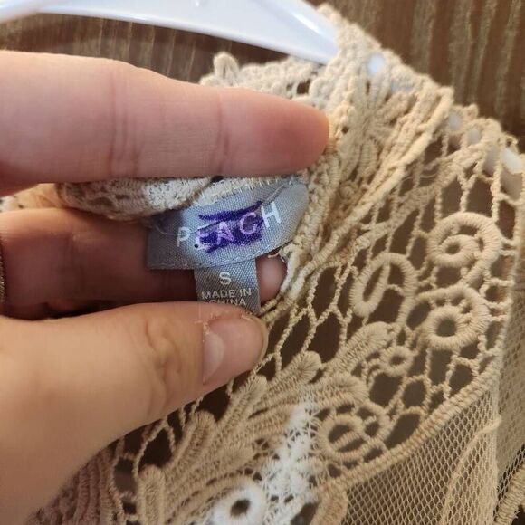 Peach transparent high-necked dress - Picture 3 of 5